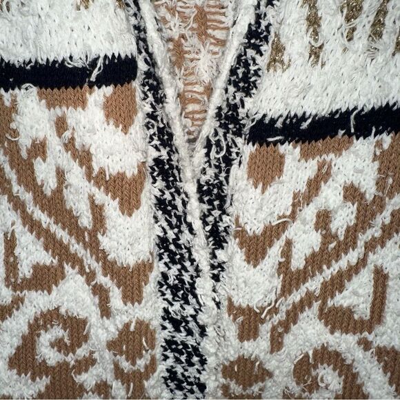 Chico's Sweater Women's Medium Cream Pattern Mix Audrey Open Front Cardigan NEW - Picture 8 of 10